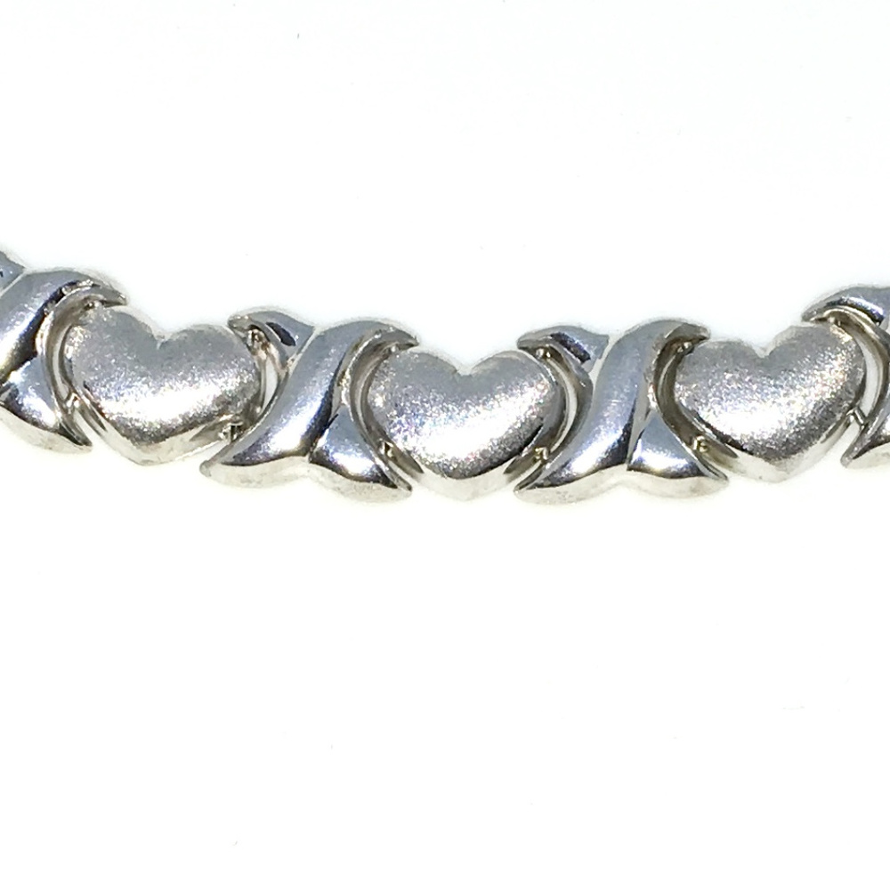 White gold Silver Rigid Heart link baby Bracelet